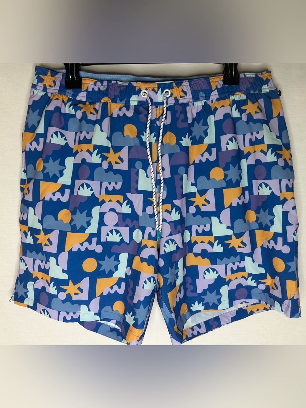Bonobos Men's Blue Geometric Print Lined Swim Trunks 7” inseam Size Large